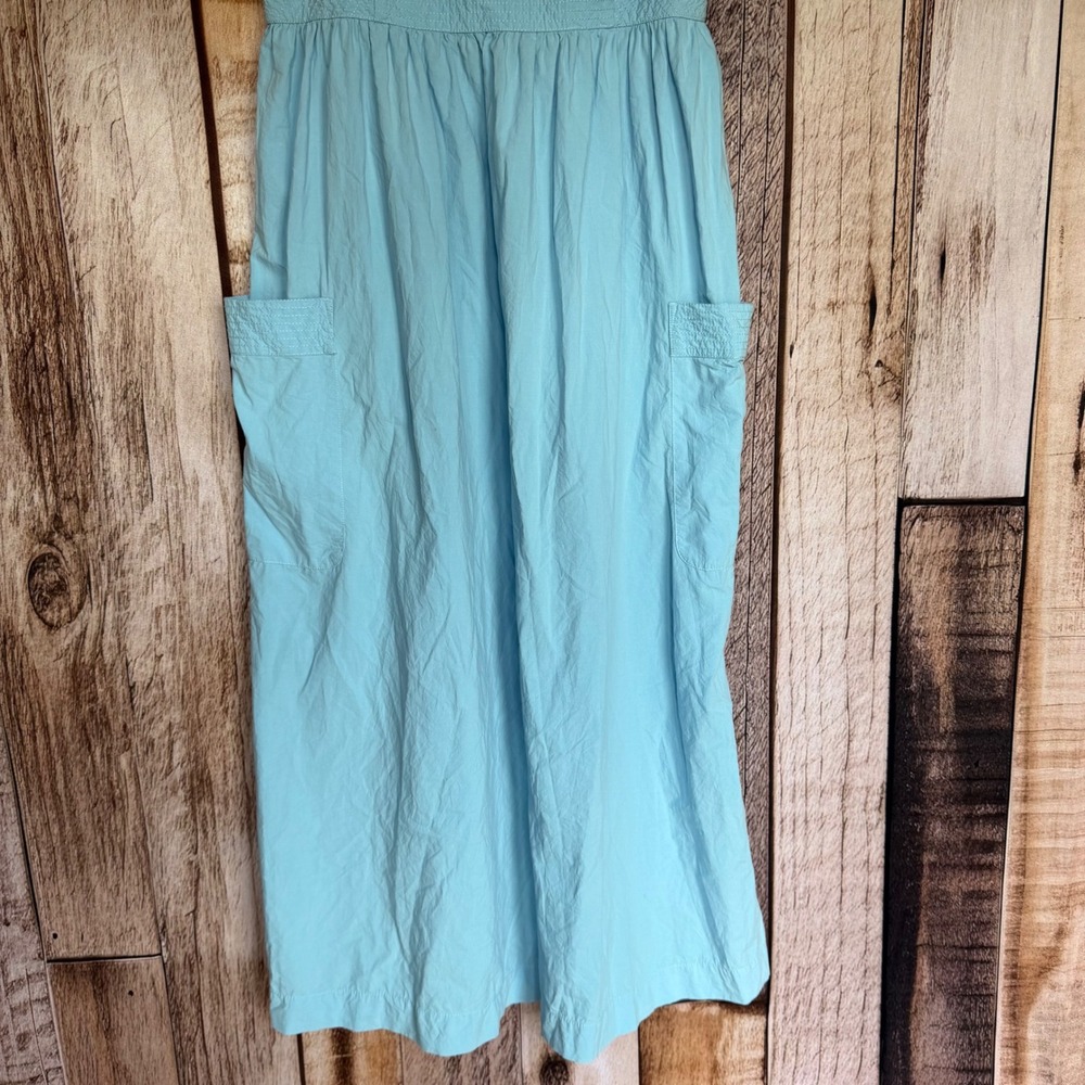 Madewell Dress Cutout Back Empire Midi Blue Cotton Coastal Summer Beach Size 4 - Picture 4 of 9